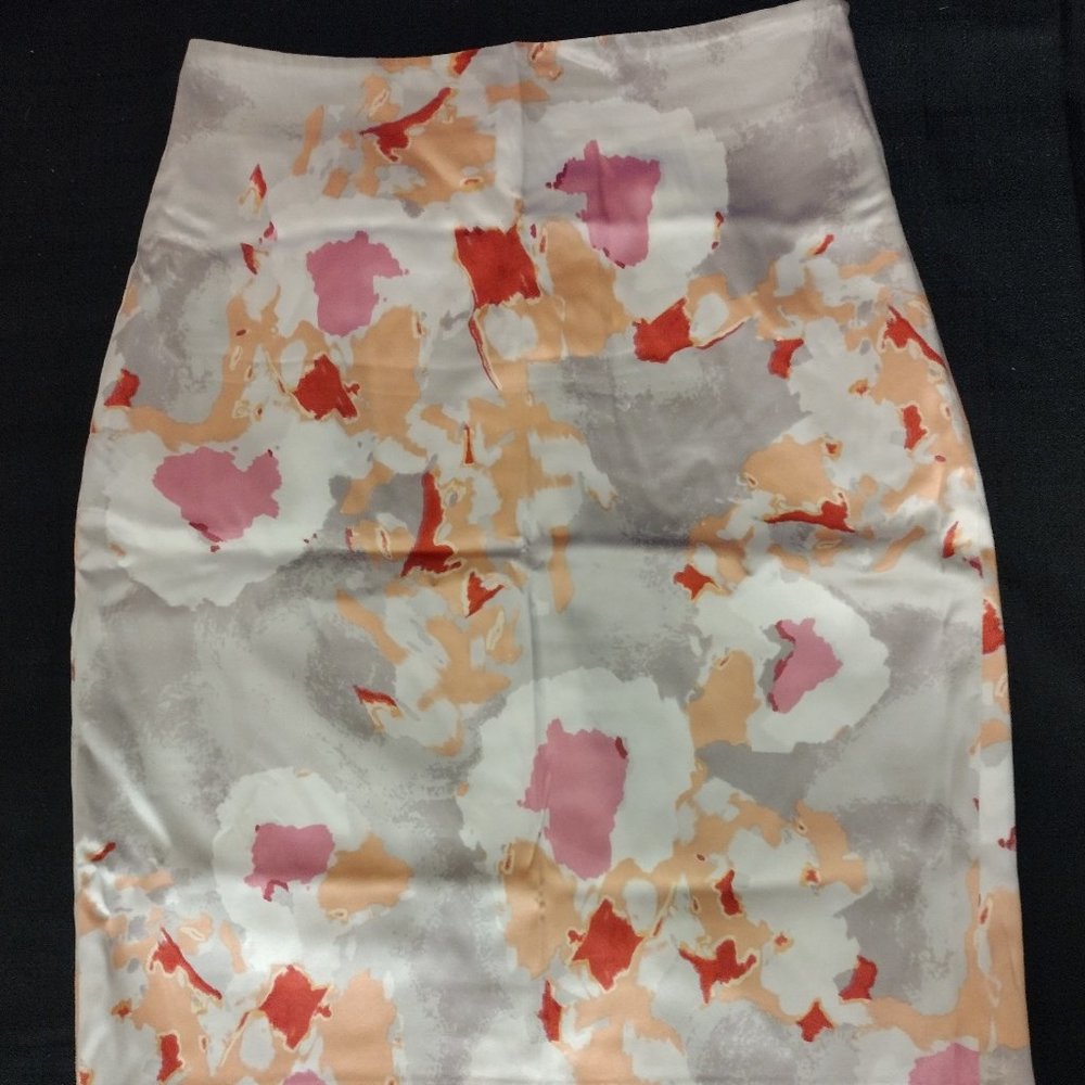 Ann Taylor Floral silk Colorful Stretch Pencil Skirt Size 4
